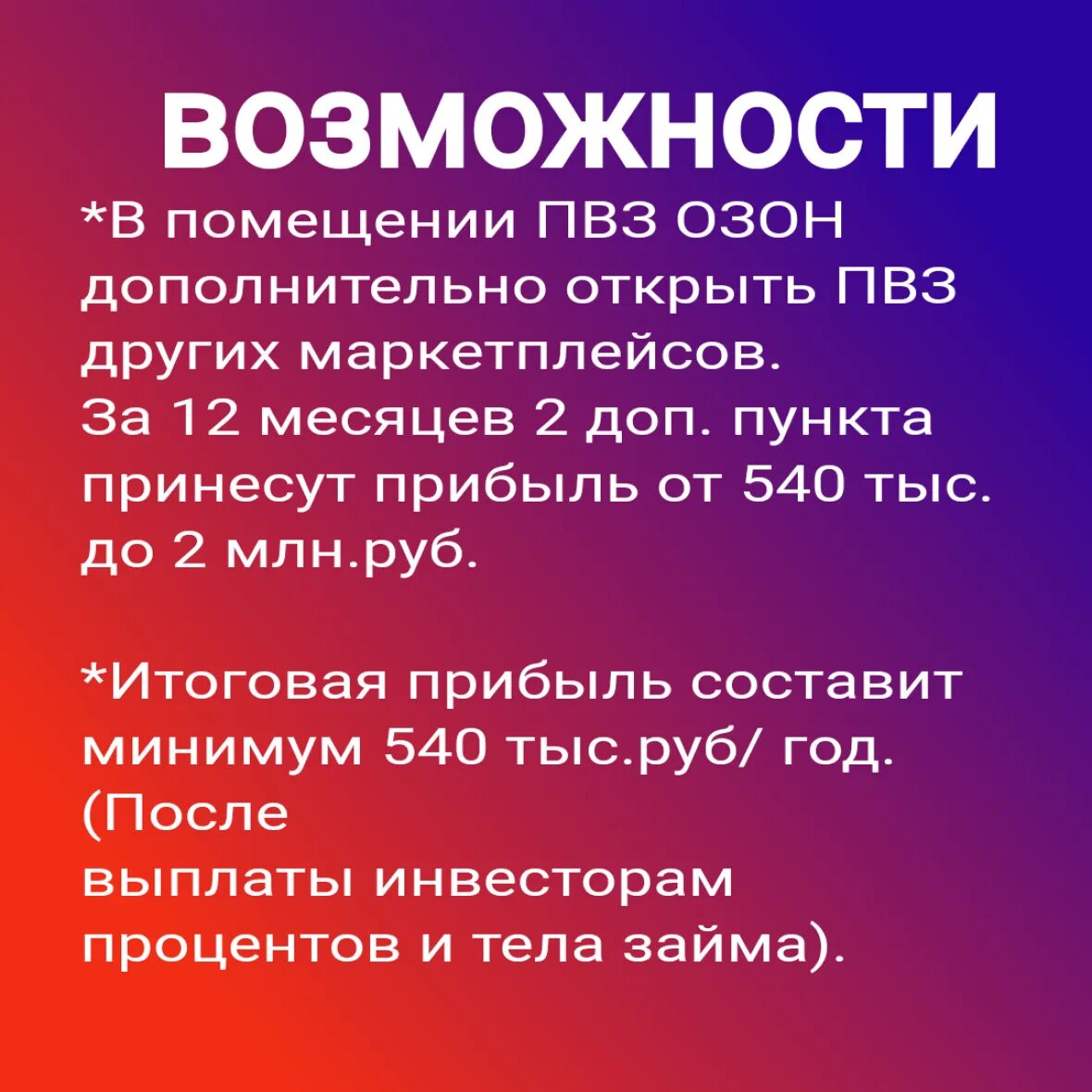 Условия открытия пвз