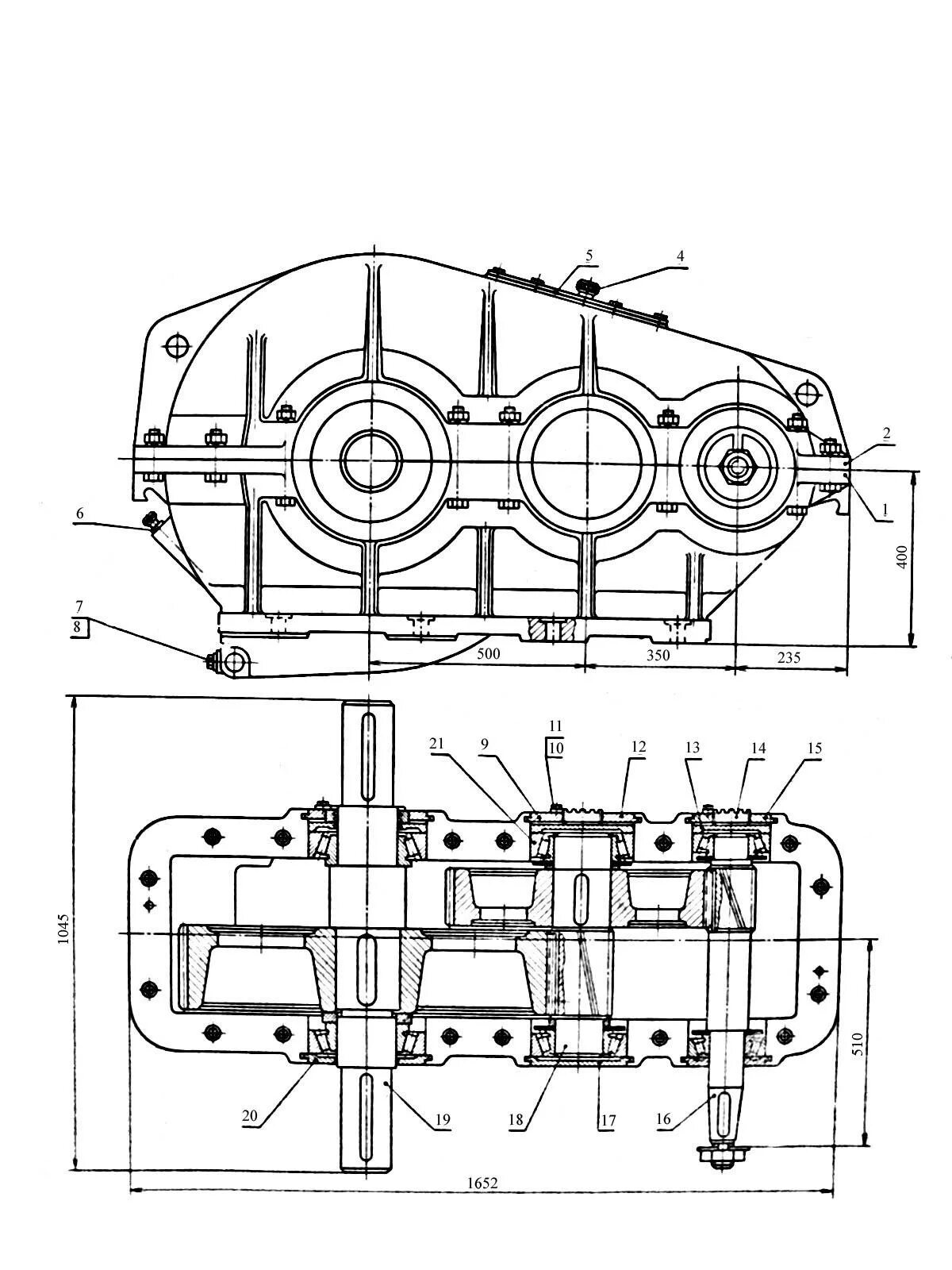 2 х ступенчатый. Редуктор РМ-650 чертеж. Редуктор РМ-500 чертеж сборочный. Чертёж цилиндрического редуктора а-400. Чертеж картера редуктора РМ-250 цилиндрический двухступенчатый.