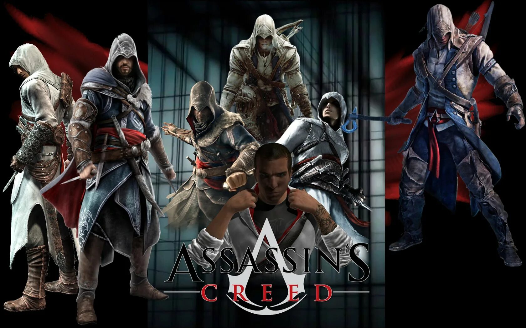 Ассасин группа. Альтаир Эцио Коннор. Assassins Creed все части.