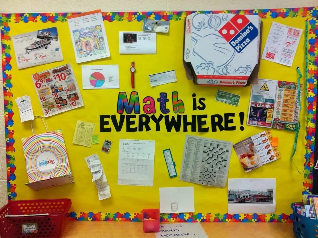 Every were are go. Bulletin Board. Board for Math. PYP Math display Boards.