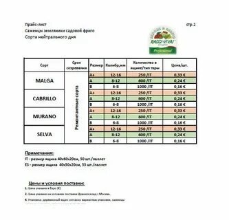 Прайс лист питомника муромцево