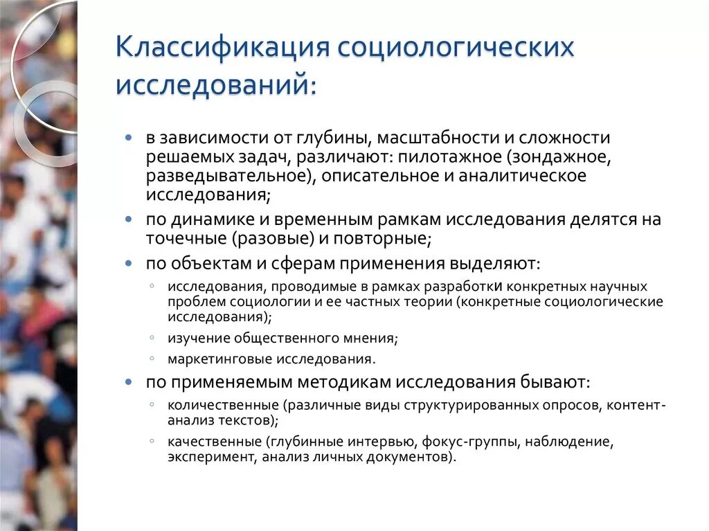 Социологические методы изучения. Социологическое исследование. Классификация социологических исследований. Классификация в социологии. Основные виды социологических исследований.