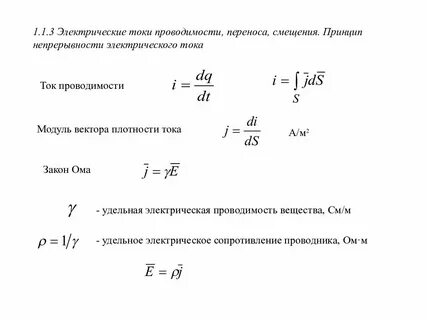 Плотность тока и удельное сопротивление