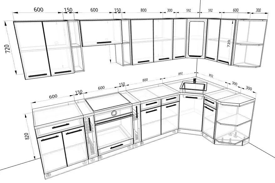 Стандартная высота кухонной мебели. Размеры кухонного гарнитура стандарт чертеж. Кухня Размеры стандарты шкафов. Размеры готовой кухни