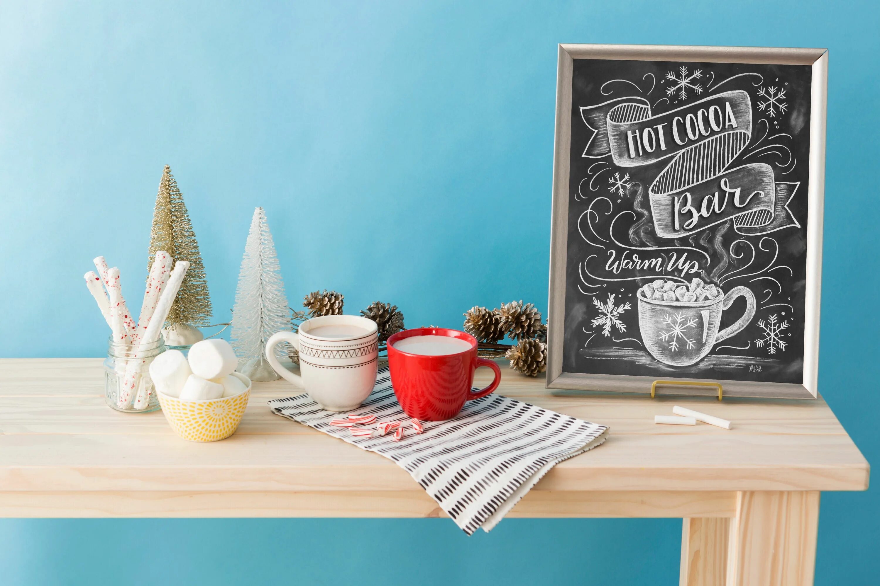 Шоколад на меловой доске. Chalkboard sign. Hot Cocoa Craft Sample.