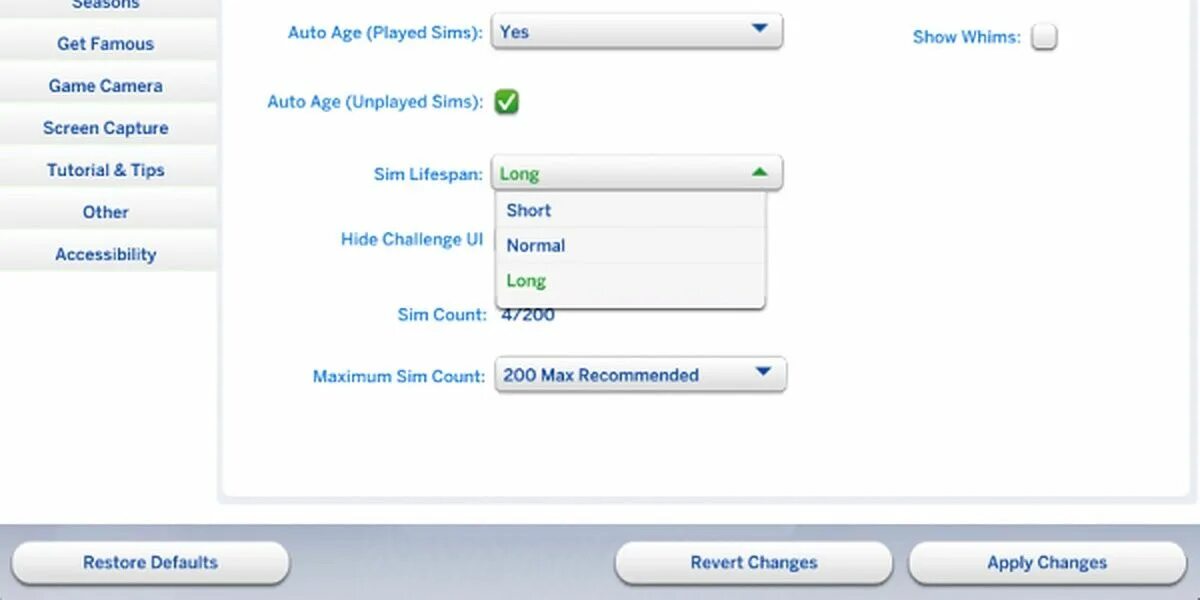 Настройки симс. Настройки симс 4. Продолжительность жизни в симс 4. Game options. Увеличить 4g