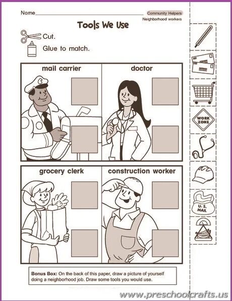 My first job was working at a. Professions worksheets for kids. profession worksheets for preschool. jobs worksheets for kids kindergarten. cut and paste professions for kids.