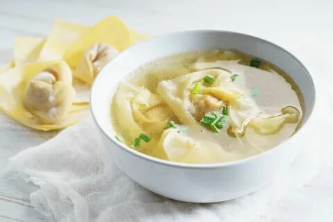 Wonton soup. and don't call them ravioli in broth! 