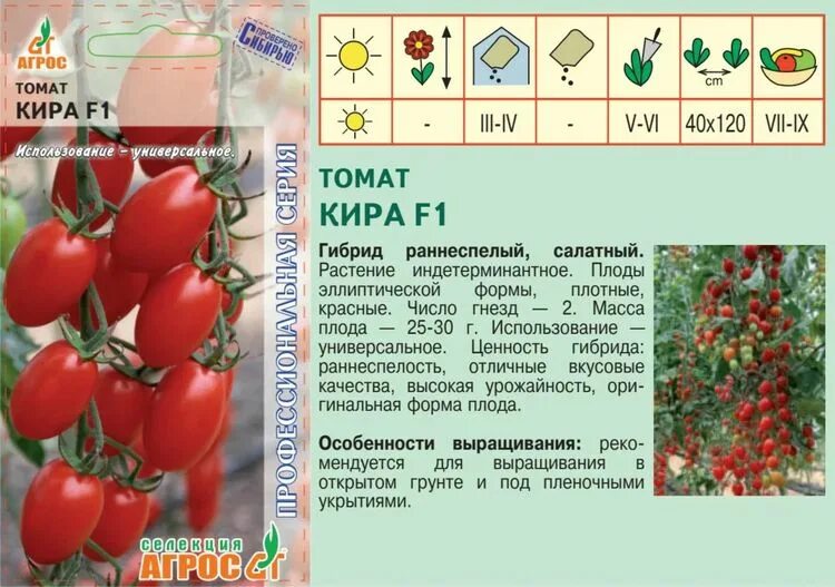 Семена Томат "Черри Кира" F1 вишневидный, раннеспелый,10 шт (2505559) - Купить п