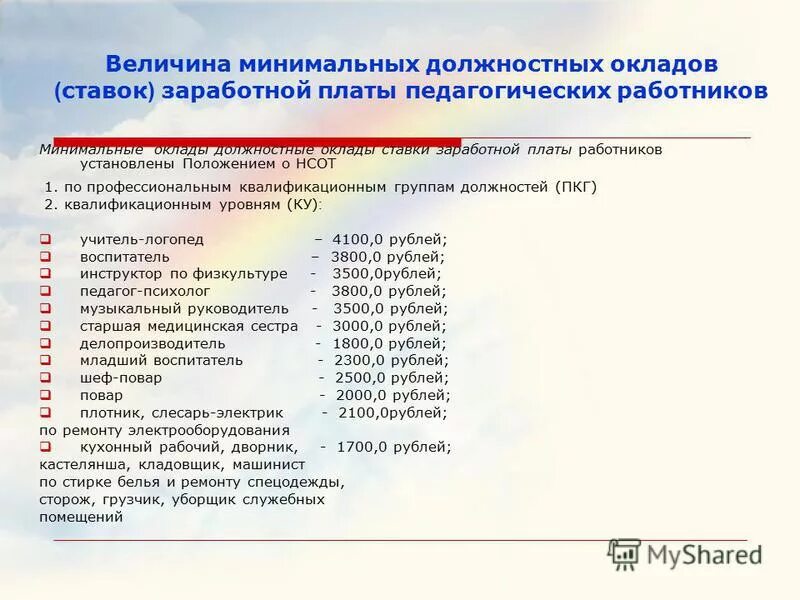 Работнику устанавливается должностной оклад в размере. Работнику устанавливается должностной оклад в размере