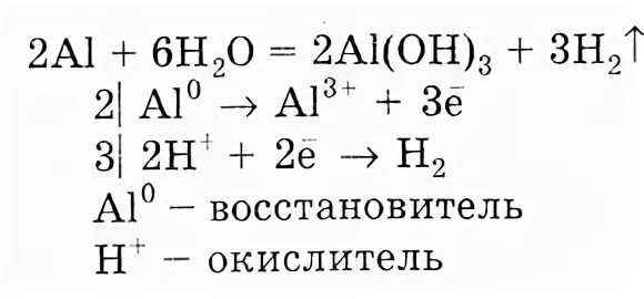 Уравнение реакции взаимодействия алюминия с водой