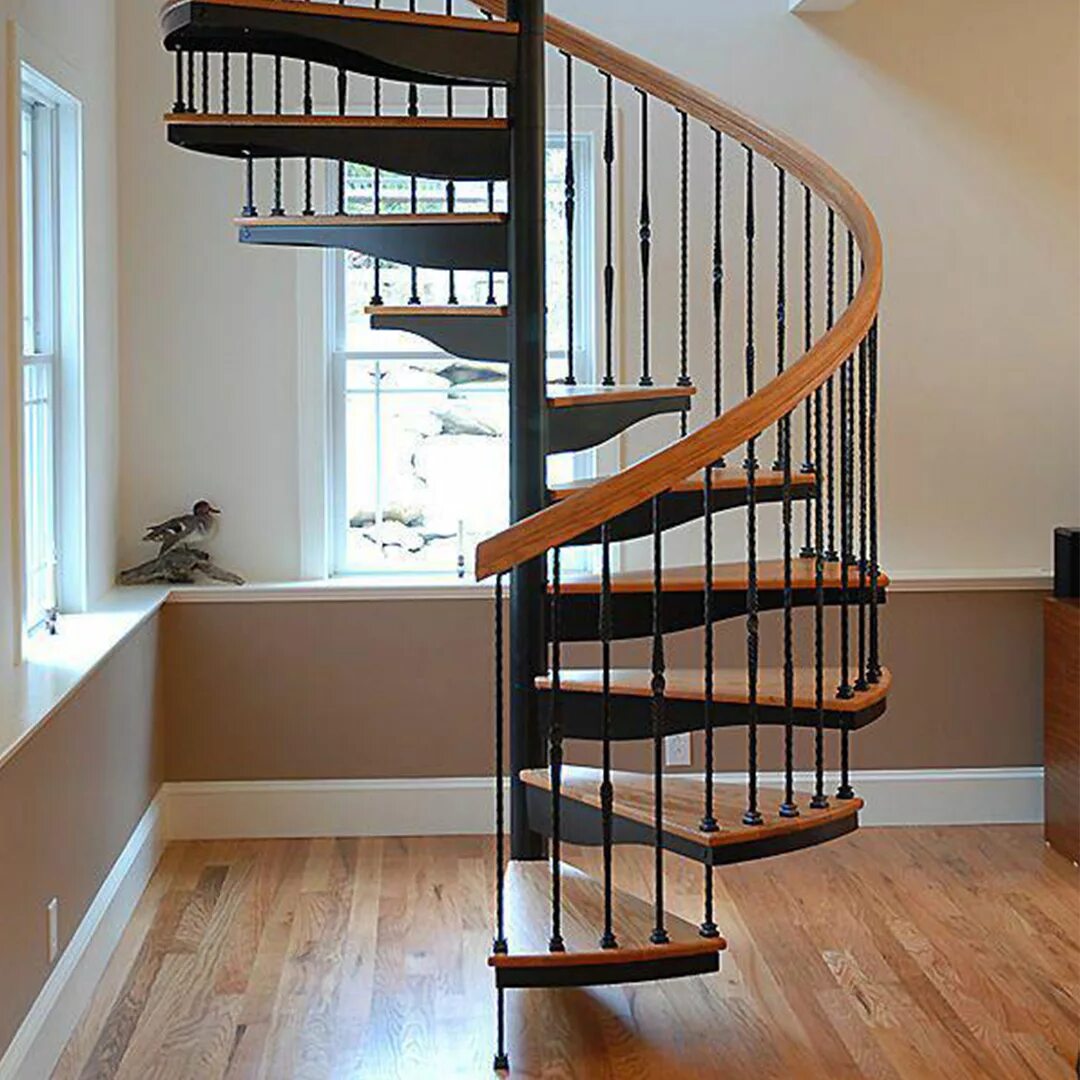 Винтовая деревянная лестница ДЛС-034 С металлом. Лестница винтовая металлическая. Лестница винтовая деревянная. Круглая лестница.