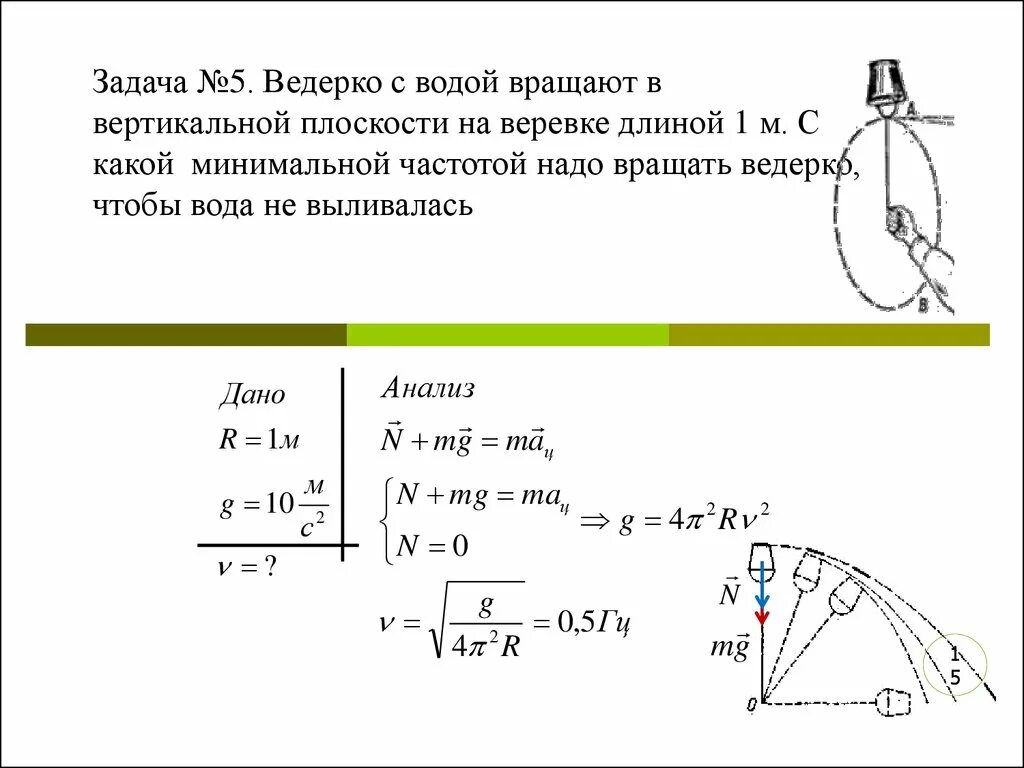 Мальчик вращает в вертикальной плоскости камень