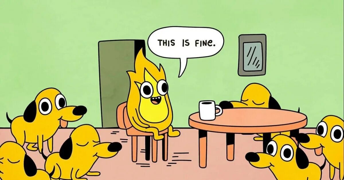 Собака в пожаре. Мем собака в горящем доме. Собака за столом в горящем доме. This is fine мем. This is a fine one.