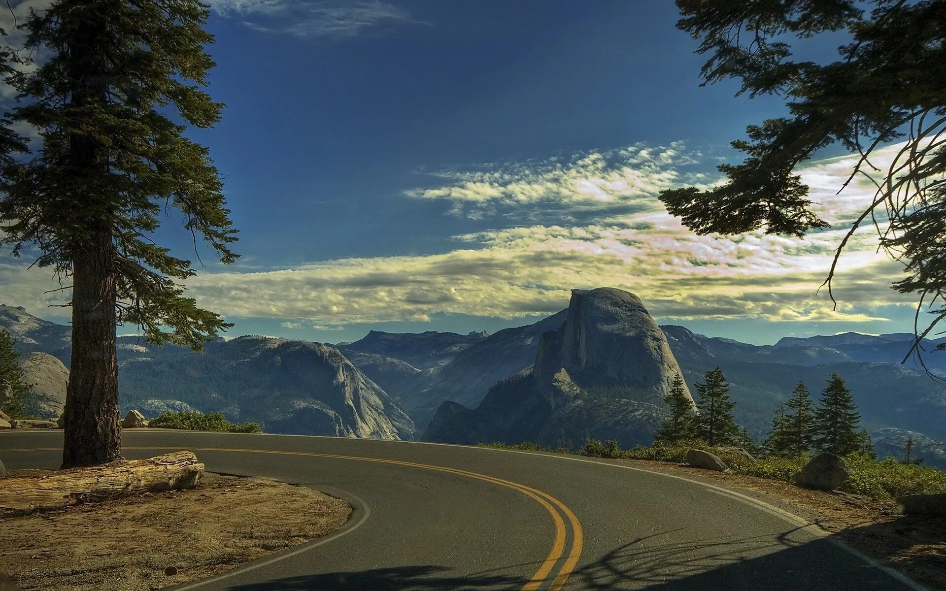 Национальный парк Йосемити Калифорния США. Стоун-Маунтин Аппалачи. Штат Вашингтон дороги. Пейзаж с дорогой. Гудфон обои на рабочий
