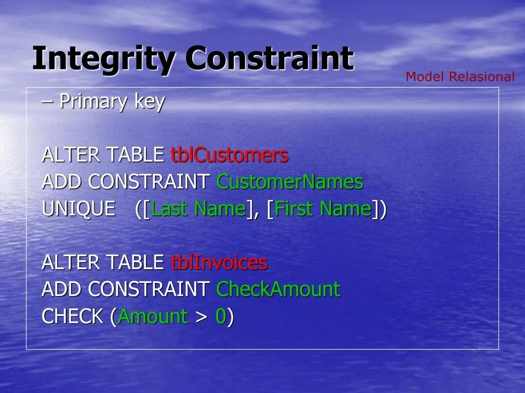 Integrity constraint. Primary Key. Add constraint SQL. Команда constraint.