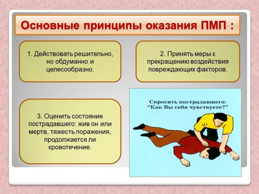 Оказание медицинской помощи при возникновении. Основные способы оказания первой медицинской помощи. основные принципы при оказании первой медицинской помощи. принципы оказания первой помощи. основные принципы оказания пмп.
