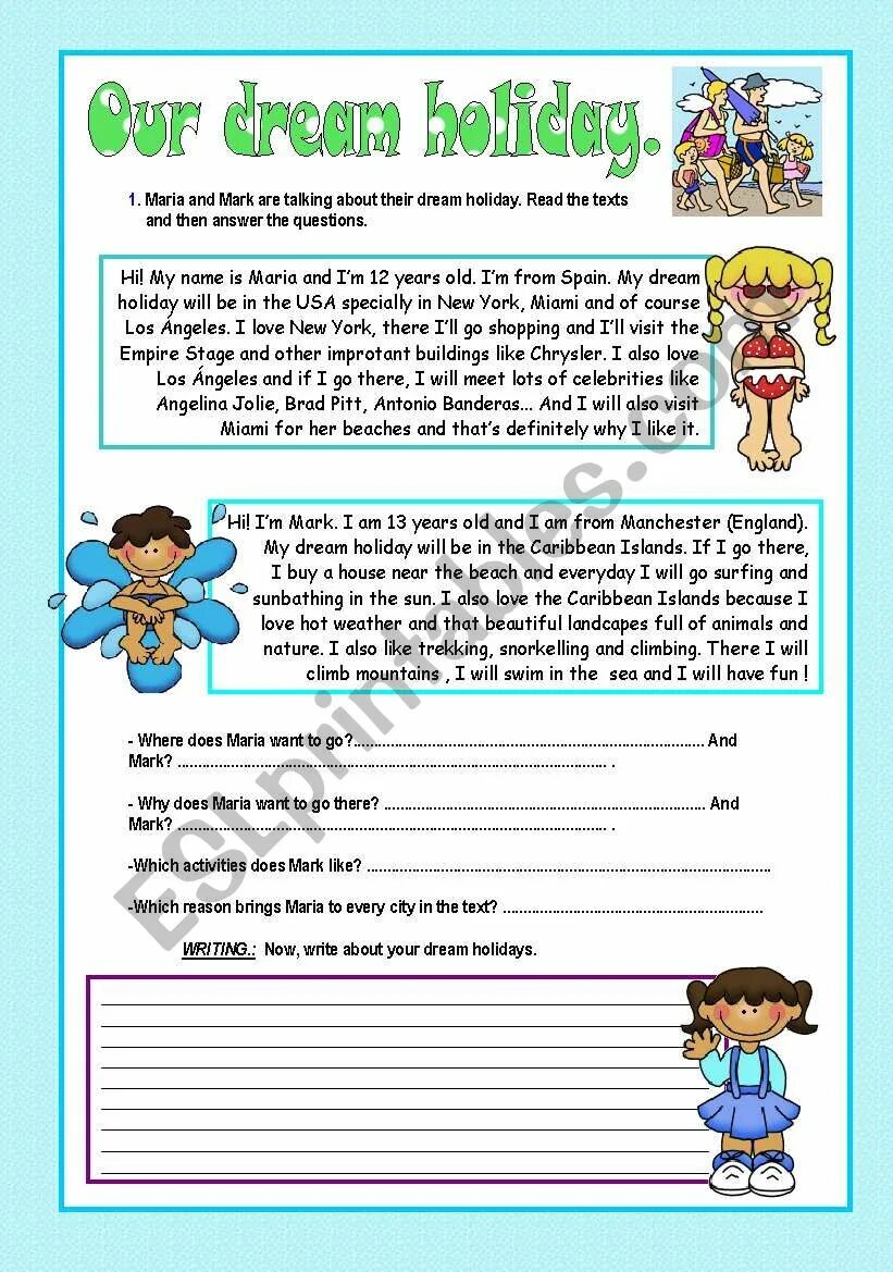 Read the text on which holiday. My dream summer holiday. my dream worksheet. my dream summer holidays worksheets. reading comprehension my dream.