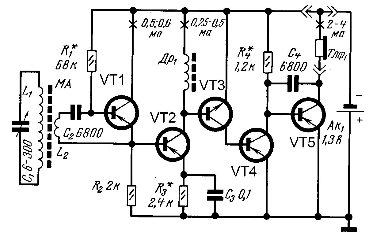 Простые схемы для радиолюбителей. Приемник прямого усиления на 5 транзисторах. Схема п416 передатчик металлоискатель. Приёмник прямого усиления 2-v-2. Приемник на транзисторах п416.