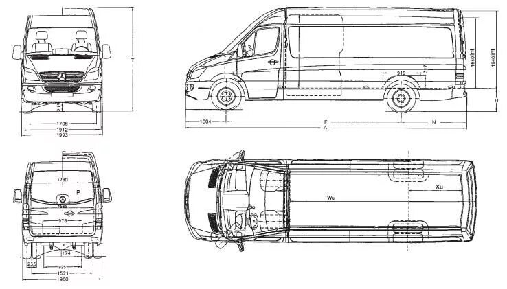 Размер спринтер 906. Мерседес Бенц Спринтер габариты. Мерседес Спринтер 2009 габариты. Мерседес Спринтер 515 габариты кузова. Мерседес Спринтер 313 габариты.
