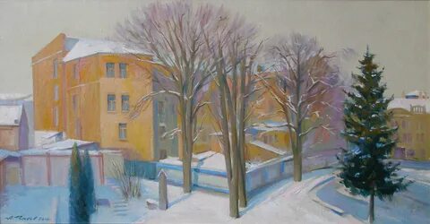 Зимний городской пейзаж нарисовать