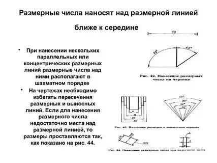 Размерные числа располагаются