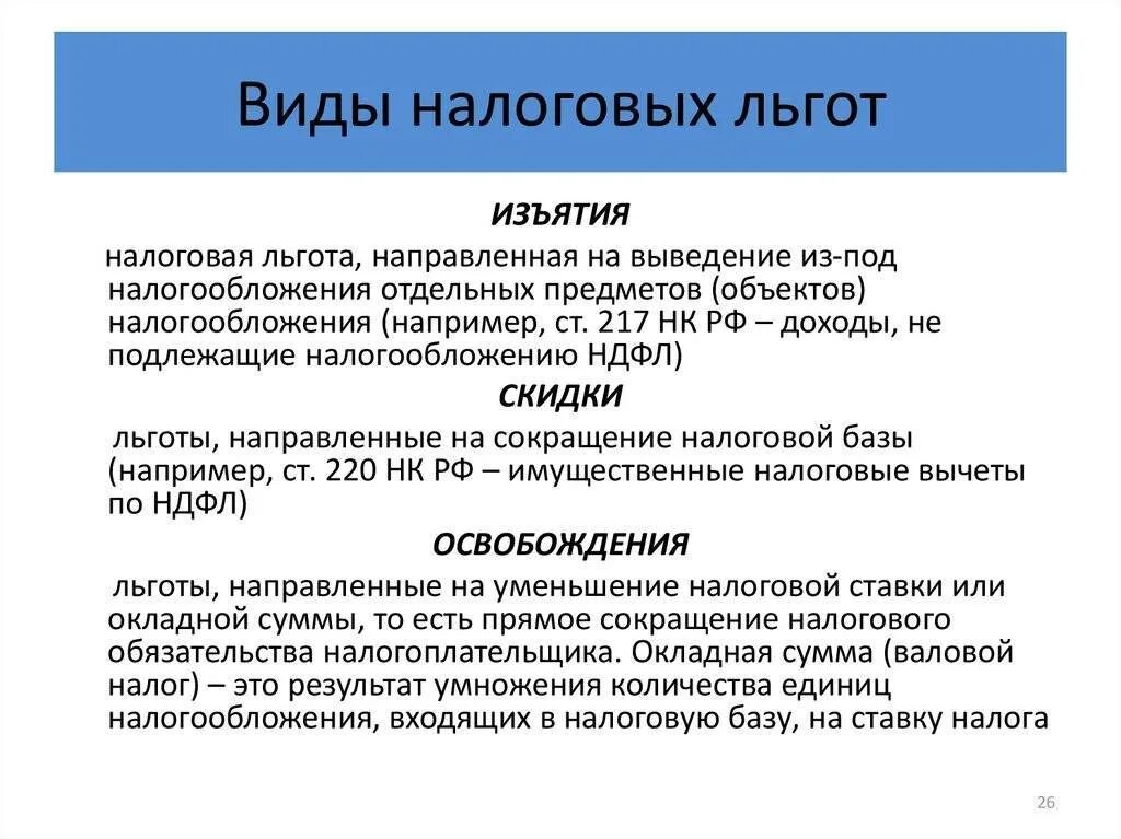 Формы налоговых льгот установленные действующим законодательством. Понятие и виды налоговых льгот. Налоговые льготы примеры. Налоговые льготы это кратко. Виды налоговых льгот и их характеристика.