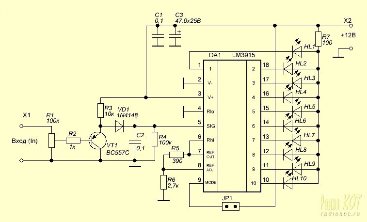 Индикатор уровня на lm3915 схема. Lm3915 схема включения. Светодиодный индикатор уровня сигнала на lm3915 схема. Индикатор уровня звукового сигнала на lm3915.