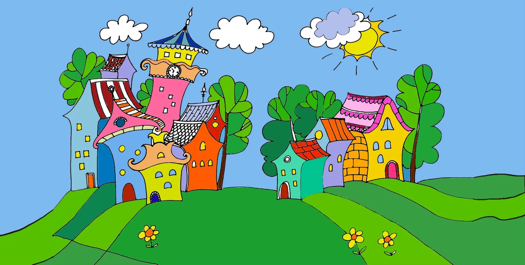 сказочное царство. сказочный город урок. декорации к спектаклю волшебник изумрудного города. сказочный городок. сказочный город рисунок.