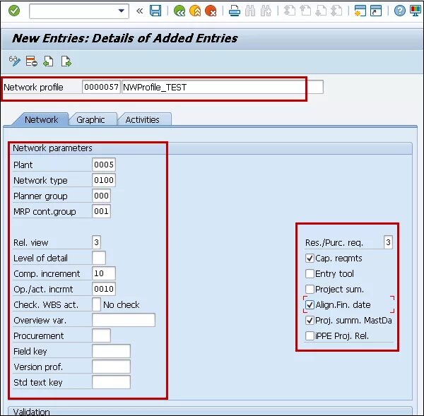 Network parameters