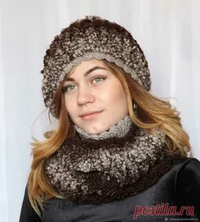 Шапка из пряжи букле спицами