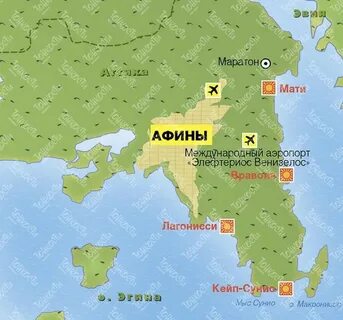Где расположен город афины на контурной карте