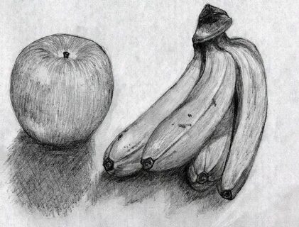 Натюрморт с фруктами карандашом.