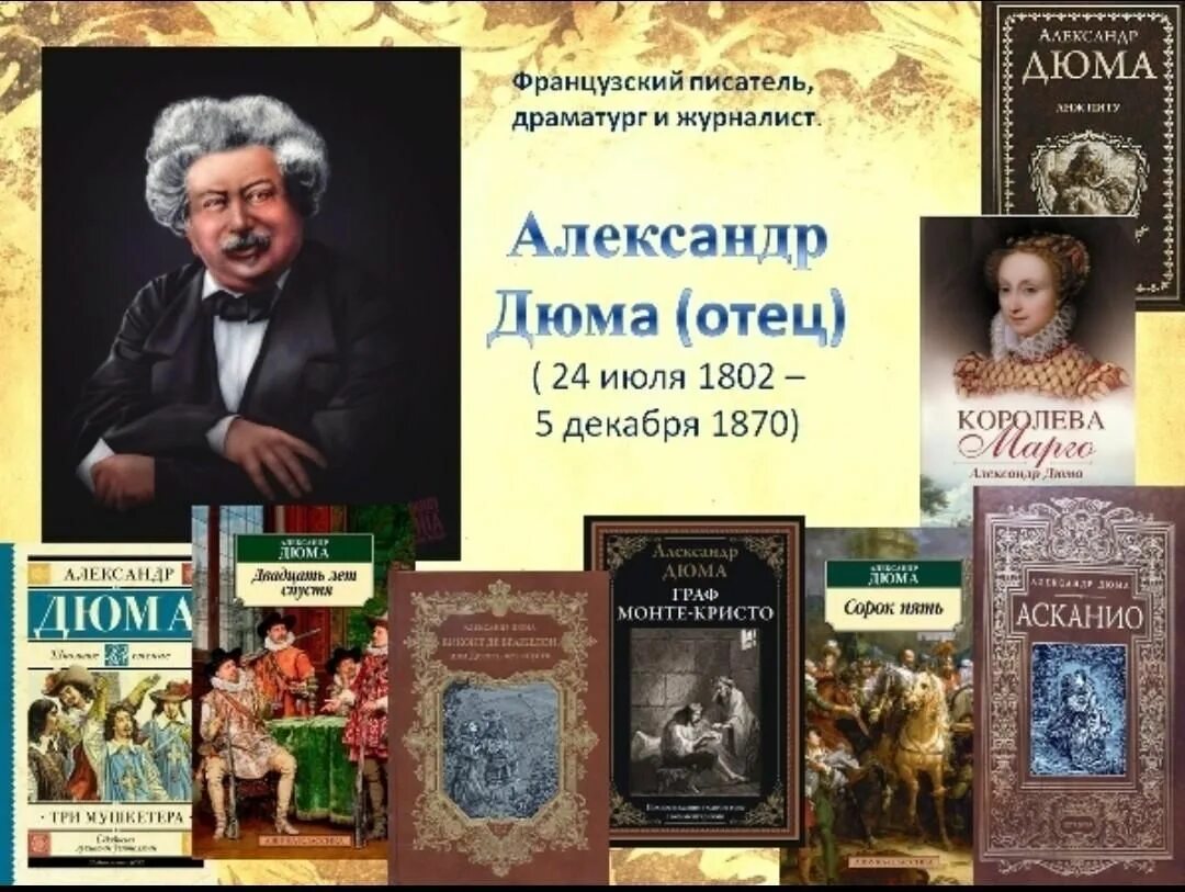 3 французских писателя. А. Дюма-отец (1802–1870).