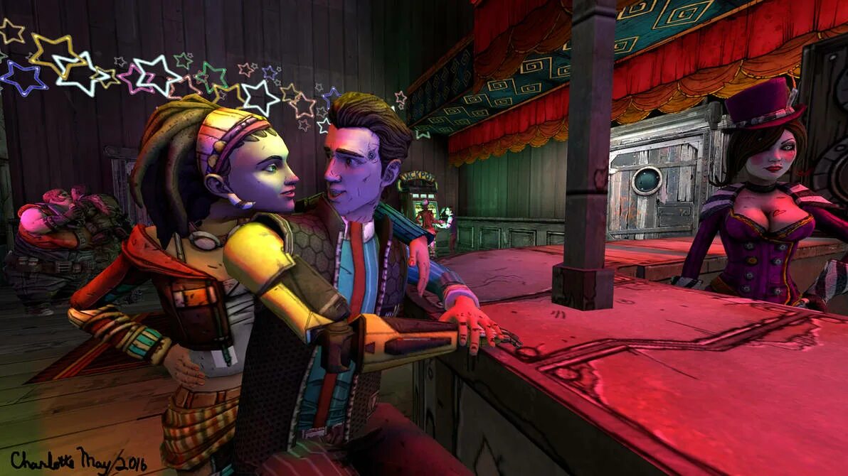 Мокси бордерлендс 2. Бар Мокси в Borderlands 2. Moxxi Tales from. Мокси Маддрон. Страйкер и мокси