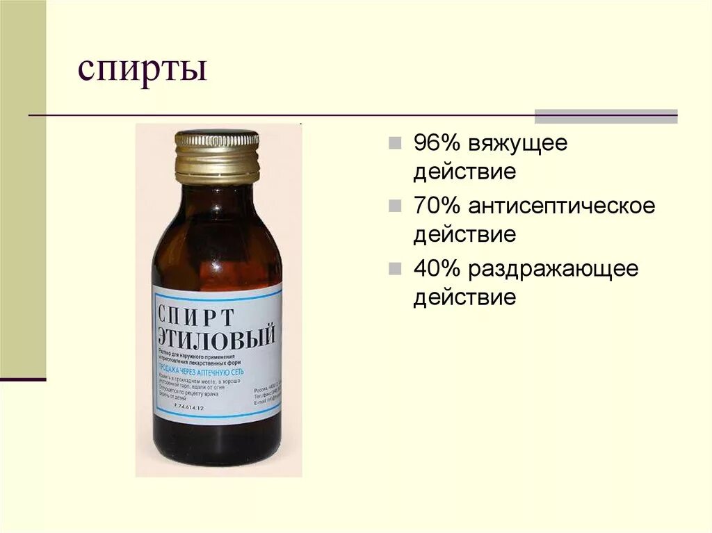 Растворы на основе этилового спирта.