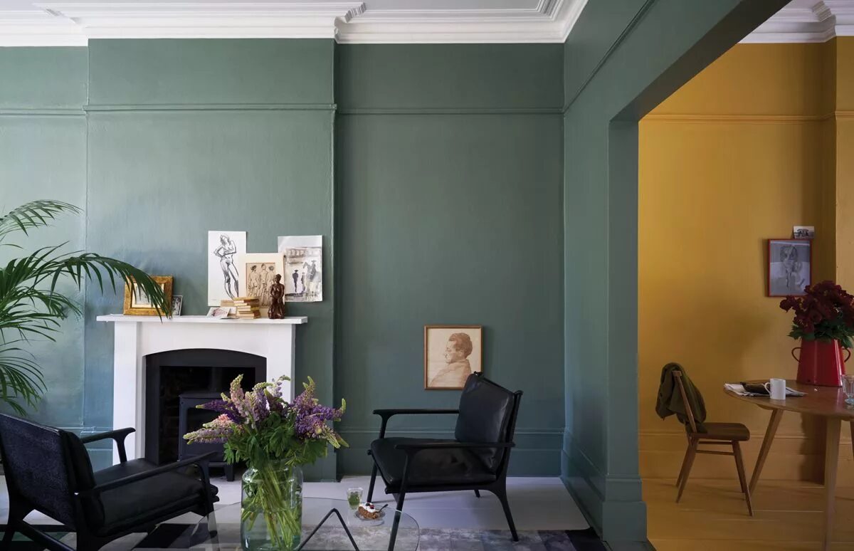 Матовый интерьер. Farrow Ball краска Green Smoke. Green Smoke, 47 краски Farrow&Ball. Краска Farrow Ball в интерьере. Краска Farrow&Ball no. 66, India Yellow.