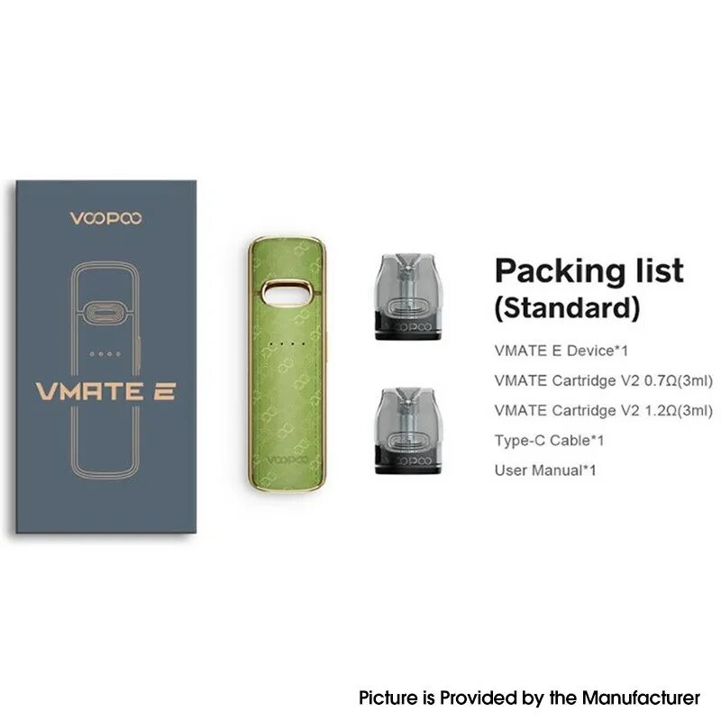 VOOPOO VMATE E 1200mah pod Kit. VOOPOO VMATE E 1200mah pod Kit Classic Blue VP-124c. VOOPOO VMATE E 1200mah pod Kit Classic Black. VOOPOO VMATE E pod Kit 1200mah Green Inlaid Gold.