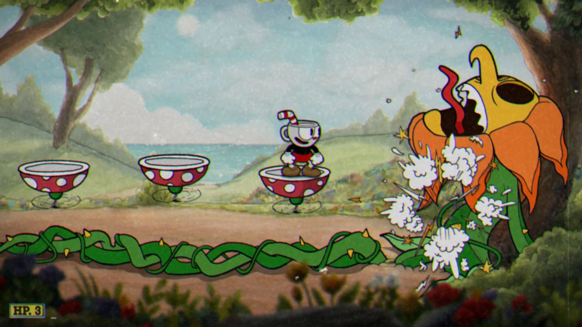 Cuphead джойстик. Капхед 1 босс. Капхед лягушки. Капхед боссы 1 острова. Капхед босс Жабы.