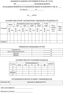Учетные формы ржд