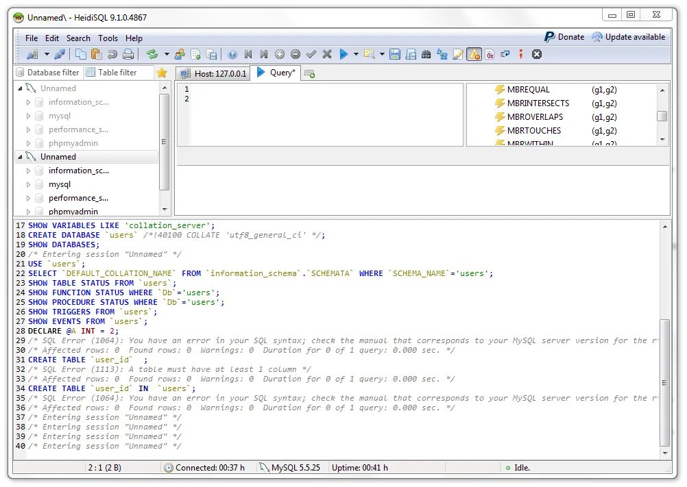 Declare user. Программа HEIDISQL. HEIDISQL схема данных. Create Table users SQL. SQL create Table query.