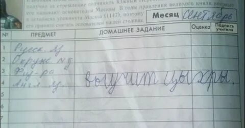 Какое домашнее задание задали