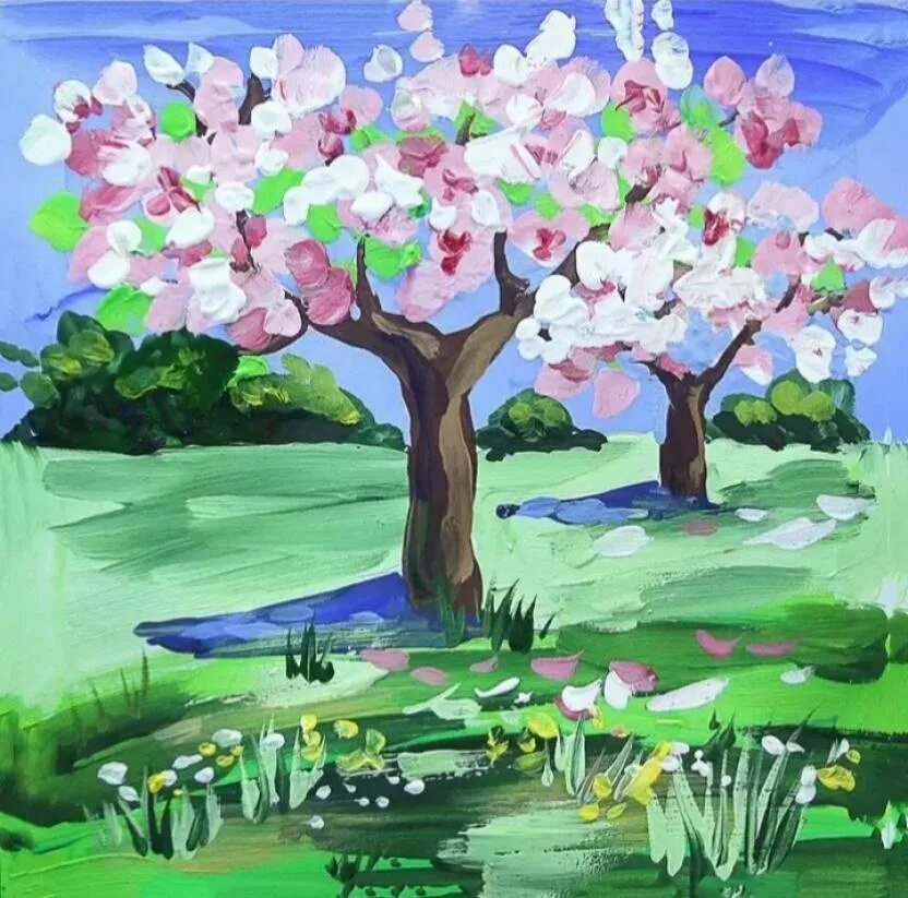 Весенний рисунок 7 класс. Рисование цветут сады. Весенние рисунки. Рисование Цветущий сад.