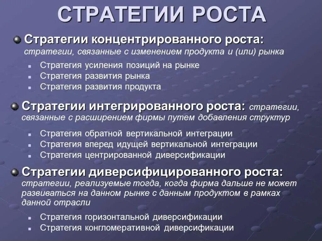 Стратегий предприятия относится к стратегии диверсификации. Стратегии развития концентрированный рост диверсификационный. стратегия роста. стратегии концентрированного и интегрированного роста. стратегии роста фирмы.