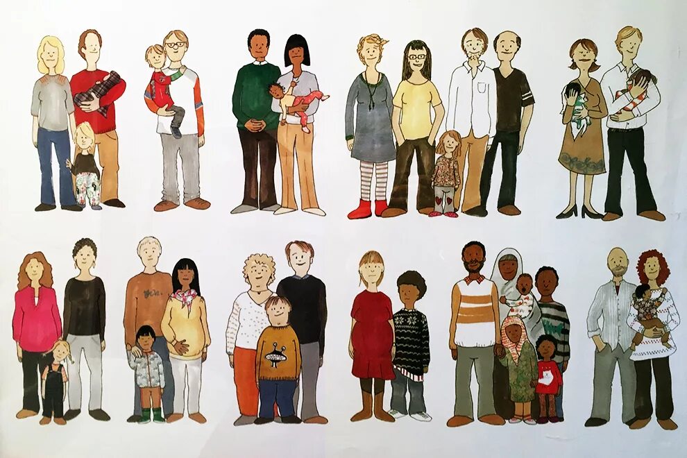 Семья всякий. Разные семьи. Семья. Родители и дети. Воспитание ребенка.