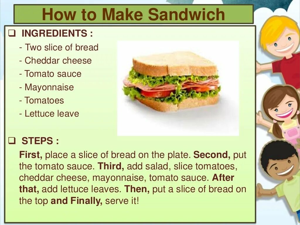 How to make your. How to make a sandwich. how to make a sandwich for kids. рецепт сэндвича на английском языке. ингредиенты для сэндвича на англ.