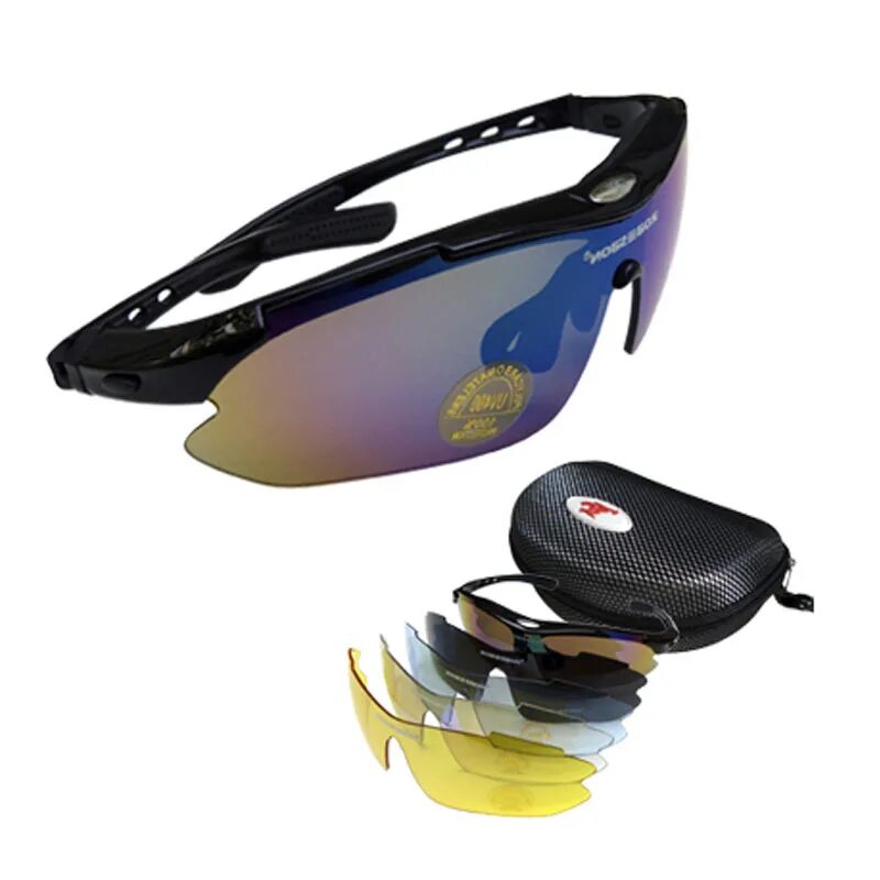 Очки ROBESBON 5 В 1. Очки для ночного вождения антифары. Очки со сменными линзами для водителей. Очки для водителя со сменными стеклами.