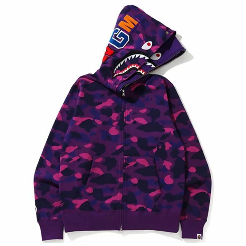 Яркий худи дабл бабл. ЗИП худи бейп Шарк. Кофта Bape Shark. Bape Tiger Purple. Худи Bape Pink.