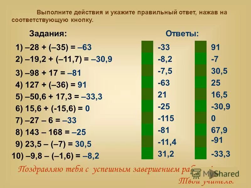 Выполни действия 0 25 1 5