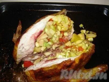 Вкусная фаршированная курица в духовке рецепт